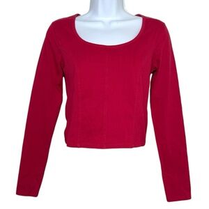 Levi’s Red Long Sleeve Slim Fit Scoop Neck Top Size M Stretch Cotton Shirt NWT
